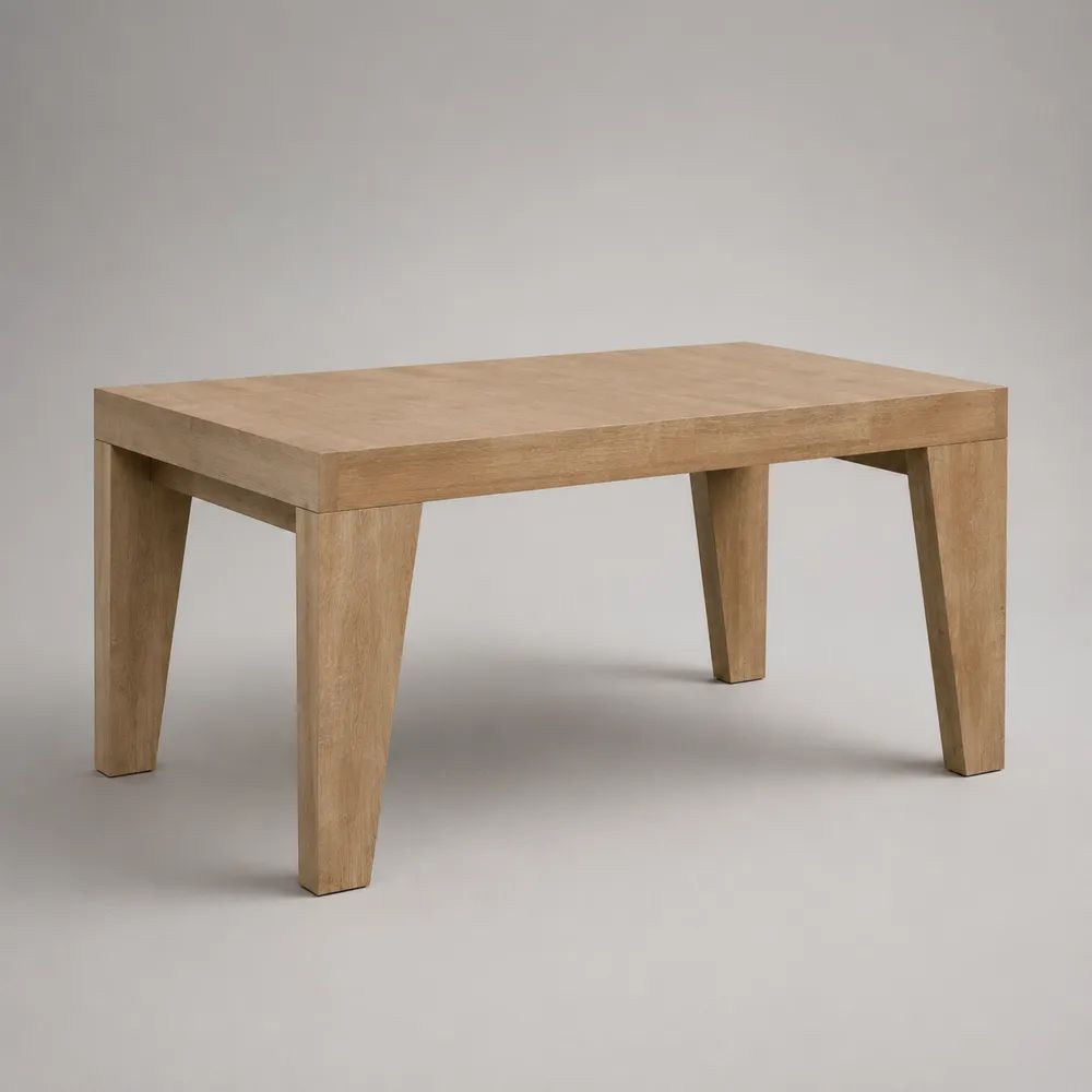 Tavolo da pranzo rettangolare in legno massello marrone chiaro, 120 x 80 x 75 cm