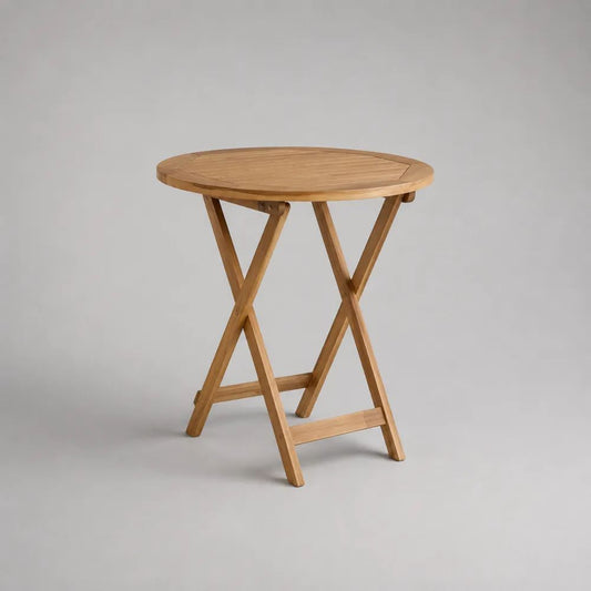 Tavolo rotondo pieghevole in legno marrone chiaro Ø70 × 75 cm